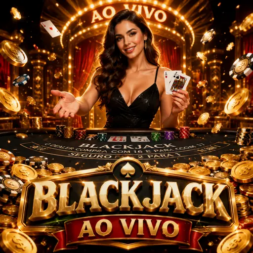 Mesa de blackjack ao vivo com cartas distribuídas e fichas sobre o feltro