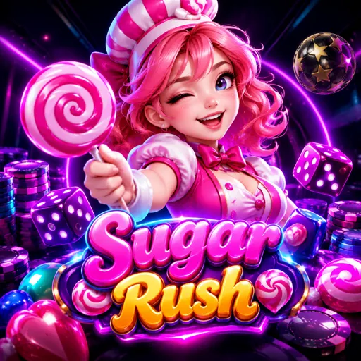 Tela do slot Sugar Rush com doces e multiplicadores