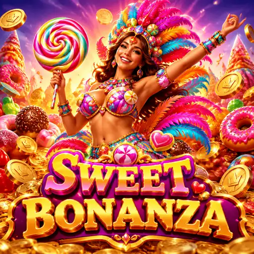 Símbolos de frutas caindo em sequência de cascata na grade do Sweet Bonanza